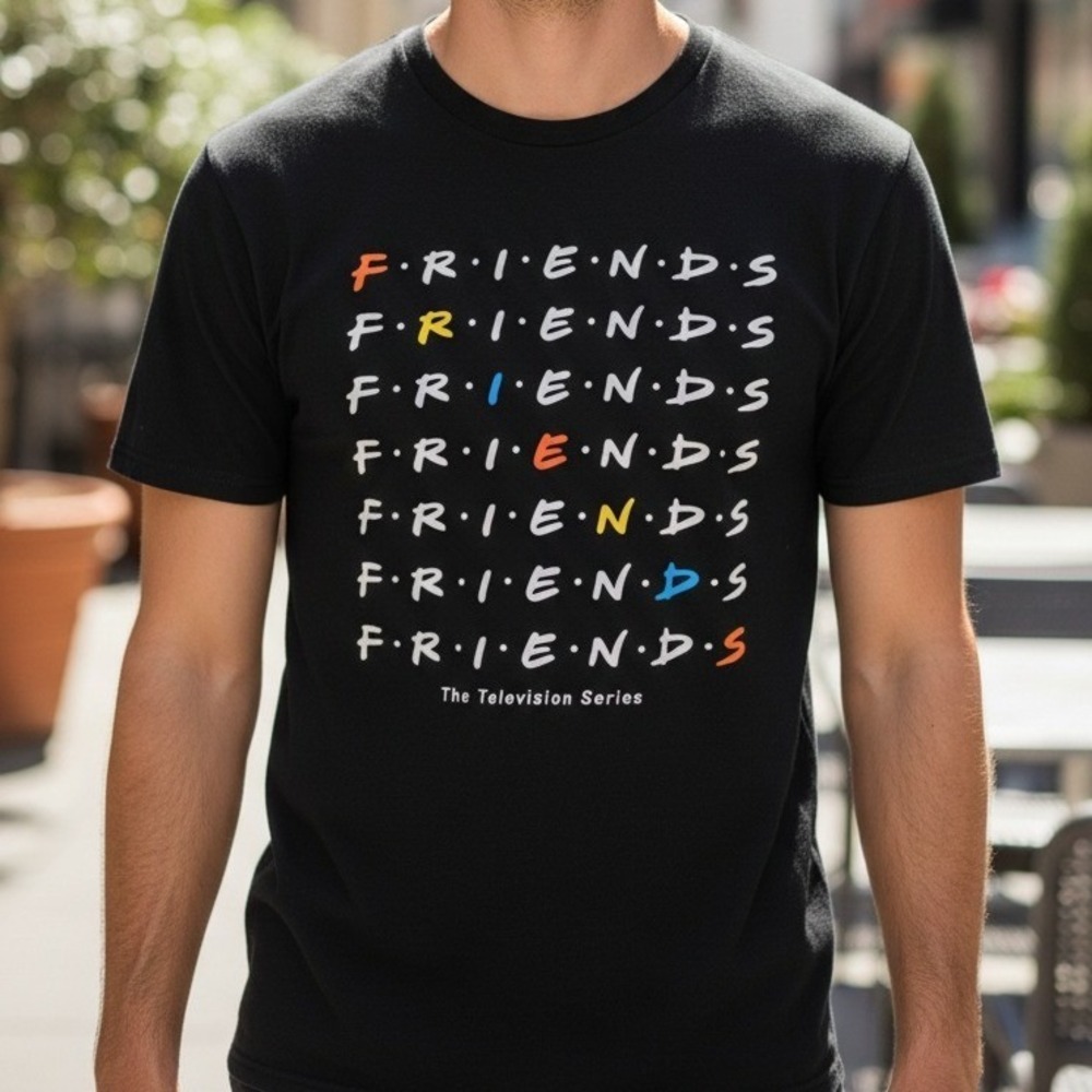 Friends The Television Series Graphic T-Shirt Mens Large Black Cotton Tee